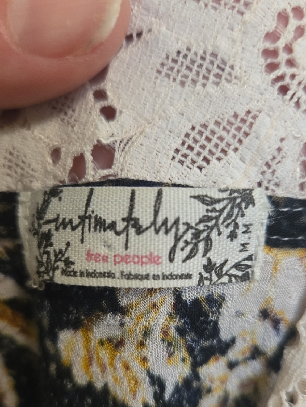 Free People Black and Cream Floral Slip Dress - Picture 2 of 5